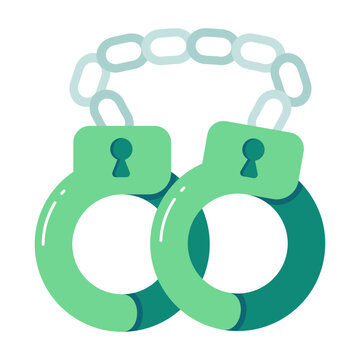 A flat design icon of handcuffs 