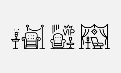 Naklejka premium VIP Lounge as a Symbol of Luxuryline art icon set vector illustration
