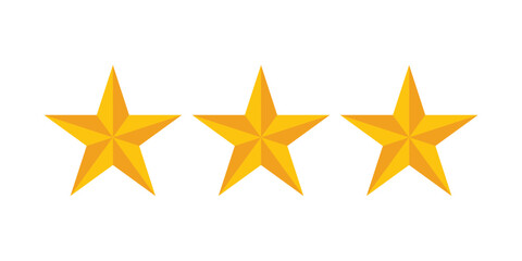 Obraz premium Three Golden Stars Icon Vector, Shining Gold Star Rating Symbols for Award, Success, Achievement and Premium Quality Design