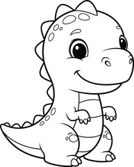 Fototapeta premium Cute dinosaur coloring page for kids friendly t rex illustration