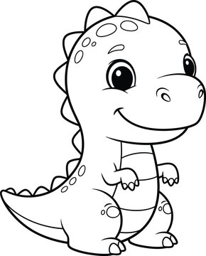 Cute dinosaur coloring page for kids friendly t rex illustration