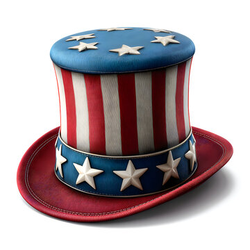 Patriotic uncle sam top hat with stars and stripes
