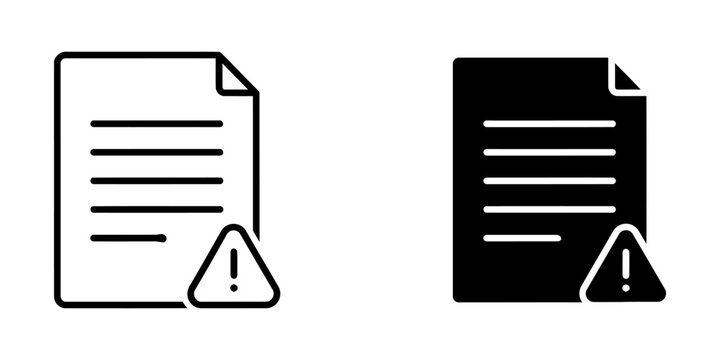 Document error alert vector icon set with document triangle exclamation notification important computer interface illustration business