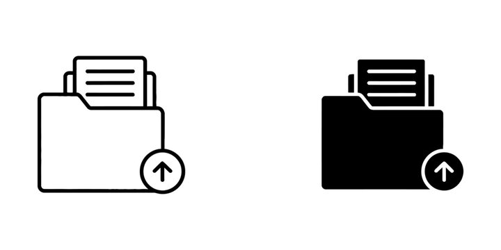 Upload folder document vector icon set with document transfer management business interface computer application download technology