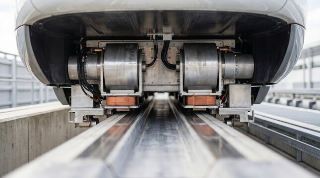 Magnetic Levitation Technology Beneath a High-Speed Bullet Train
