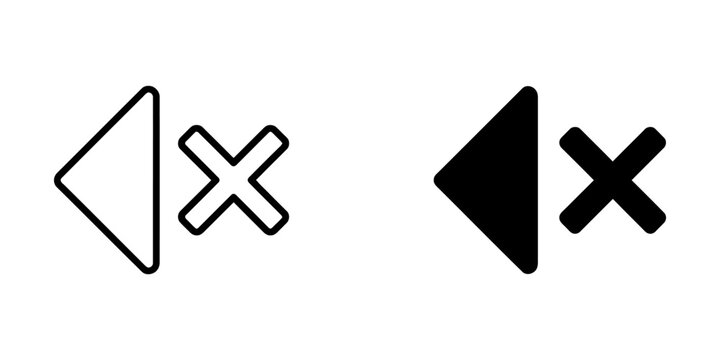 Left arrow back navigation with cancel cross icon navigation interface direction application function
