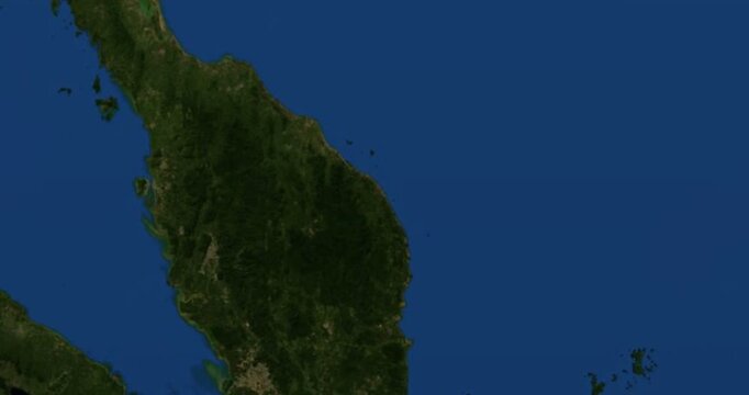 Kapas Island on Globe. Zoom into the island with Earth spinning in space. Locating position on high detail physical world map. Elements of this image furnished by NASA.
