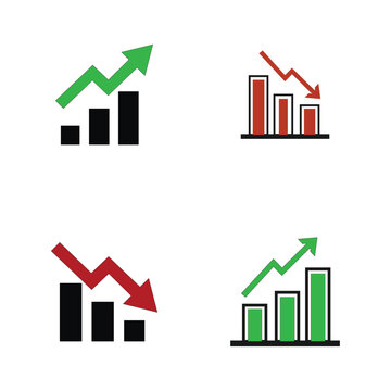 Financial Growth and Decline Trends in Bar and Arrow Charts Illustration