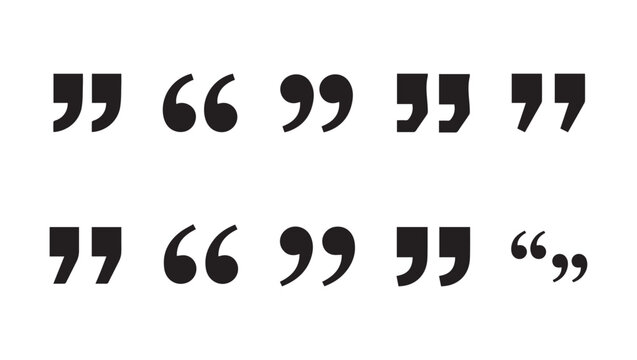 Quotation Marks Icon Set with Various Speech and Quote Punctuation Symbols