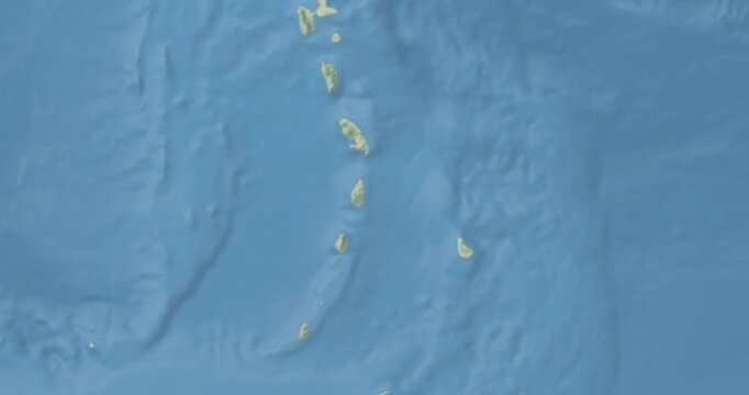 Saint Lucia on Globe. Zoom into the country with Earth spinning on dark background. Physical world map with Saint Lucia and label on it. Country view animation.