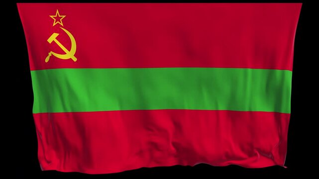 Professional animation of the Transnistria flag waving in the wind, ideal for Eastern European news, regional identity projects, cultural presentations, education, web banner use, and national holiday