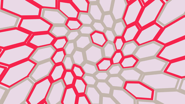 Abstract red hexagon pattern with white background