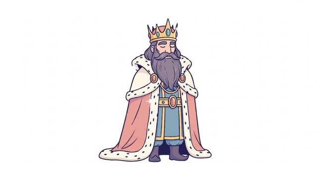 Cartoon King with Crown and Royal Robes.