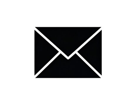 A simple black envelope icon with white lines on a white background