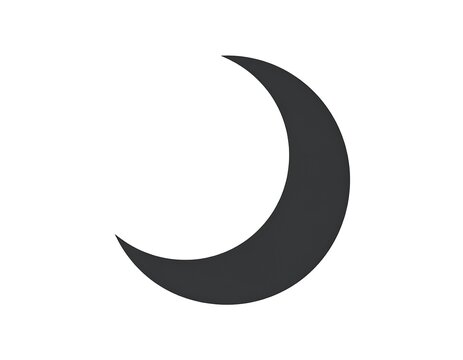 A simple black crescent moon shape on a white background