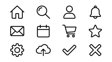 Collection of Simple Outline Icons for Web and App Design. © Peot