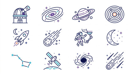 Collection of Space and Astronomy Icons and Illustrations. © Peot