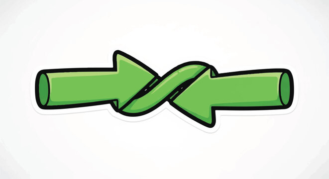 Green Arrows Tied in a Knot Symbolizing Conflict or Difficulty.