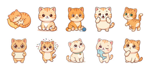 Cute Ginger Tabby Cat Sticker Pack © Andri