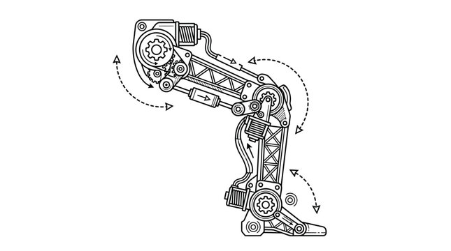 Mechanical robotic limb joint side view schematic.