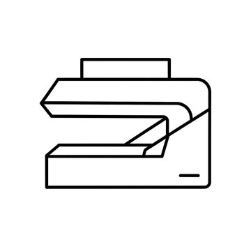 A simple line drawing of a printer with paper