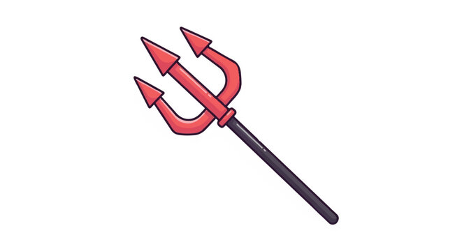 Red Devil Trident Icon Isolated on White Background.