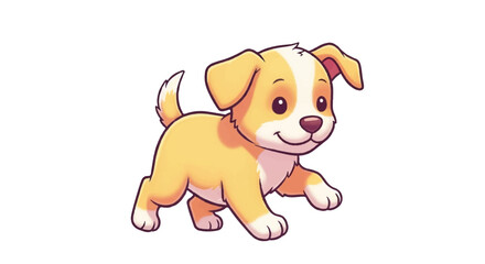 Fototapeta premium Cute Golden Retriever Puppy Walking Happily.
