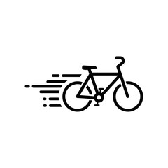 Fototapeta premium Minimalist Bicycle Icon with Motion Speed Lines Representing Fast Delivery, Cycling Sports, and Eco-Friendly Transportation Vector Illustration on White Background