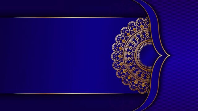 Luxury Islamic golden mandala background video animation on royal blue background