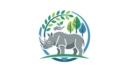 Rhino conservation logo, environmental protection, nature, wildlife, sustainable living © Tora