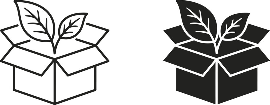 Eco friendly delivery and sustainable packaging icons