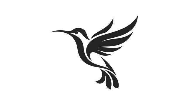 Elegant Hummingbird Silhouette in Flight Artistic Design.