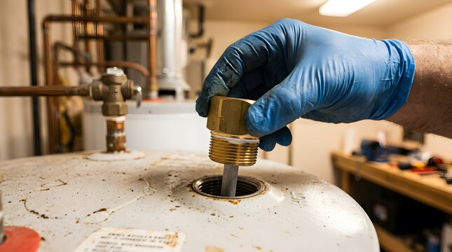 Water heater anode rod replacement service | Professional plumber installing sacrificial anode | Residential water heater maintenance and repair | Preventing hot water tank corrosion