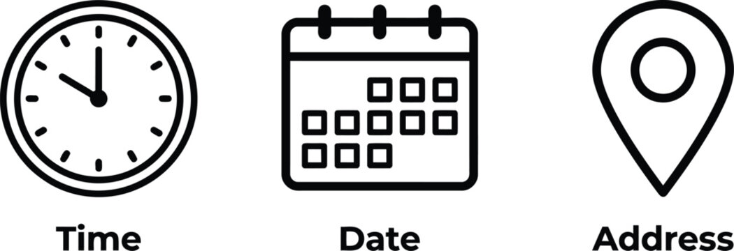 event details icons with time date and location