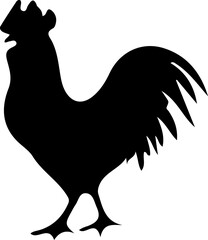 Black Rooster Silhouette for Farm Food and Chicken Restaurant Branding © kihun