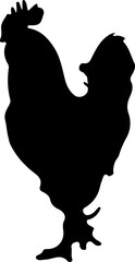 Black Rooster Silhouette for Farm Food and Chicken Restaurant Branding © kihun