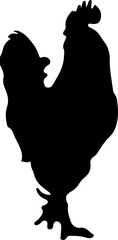 Black Rooster Silhouette for Farm Food and Chicken Restaurant Branding © kihun