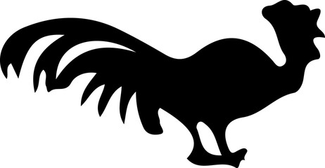 Black Rooster Silhouette for Farm Food and Chicken Restaurant Branding © kihun