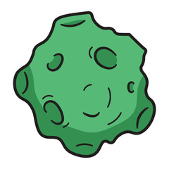Green cartoon asteroid space rock element vector isolated on white © Arya