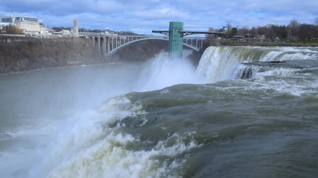 Niagara Falls, USA: This image features the American Falls and Bridal Veil Falls located within Niagara Falls State Park in New York.