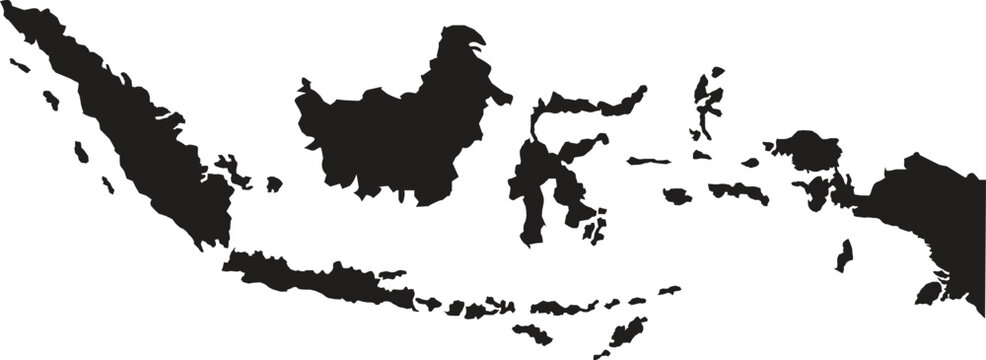 Indonesia Geography Map Silhouette Vector