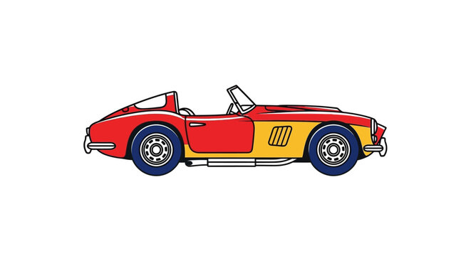 Red Vintage Convertible Sports Car Side.