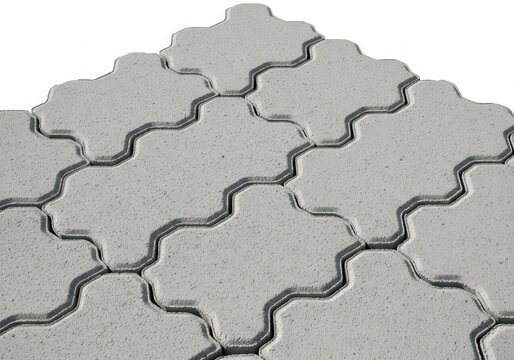 Grey concrete interlocking pavers forming a textured pattern on the ground