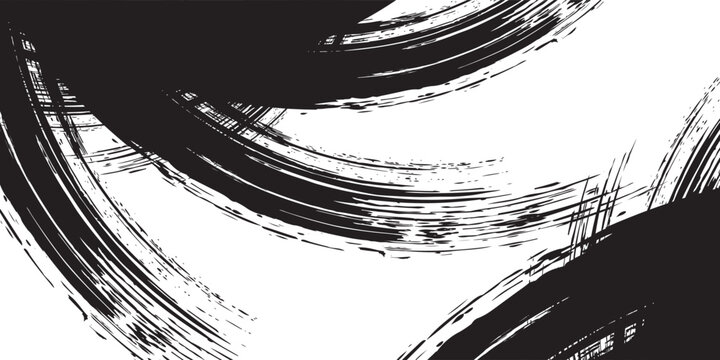 Vector brush strokes circles of paint on a white background. The circle is an ink drawing with the texture of brush strokes.