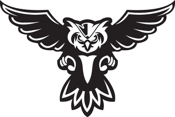 Fototapeta premium Symmetrical tribal falcon or owl design with spread wings