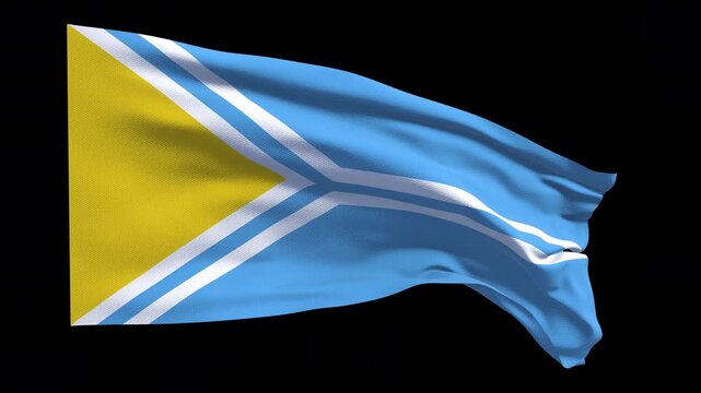Professional animation of the Tuva flag waving in the wind, ideal for regional identity projects, Siberian culture content, education, news, web banner use, and national holiday visuals.
