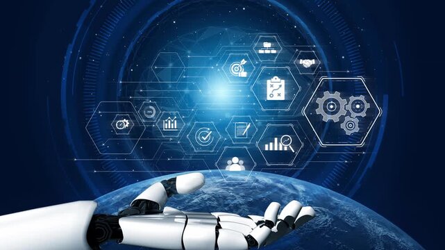 AI optimizing business management system, enhancing productivity, tracking progress, analyzing performance, and automating teamwork coordination across structured operations. Marrow