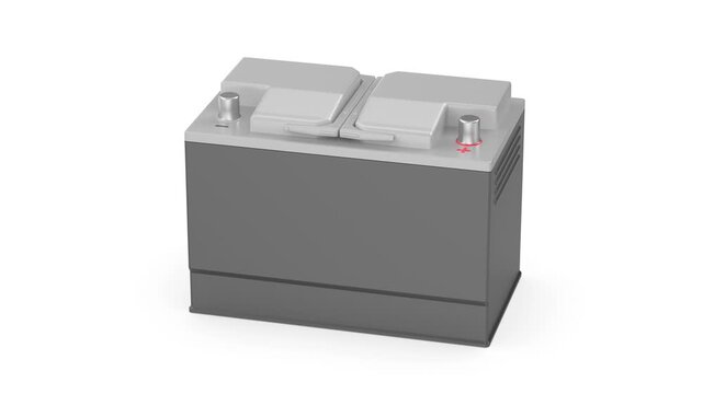 Automotive battery on white background