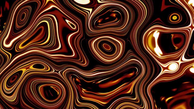 Abstract glowing fire lava liquid background, hot golden fluid waves and dark molten magma swirling motion.

