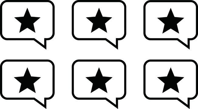 Black star icons in speech bubbles